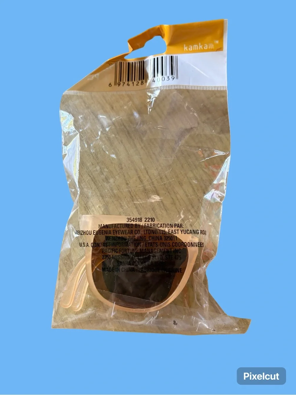 Folding Sunglasses - Peach Frame with Dark Lenses